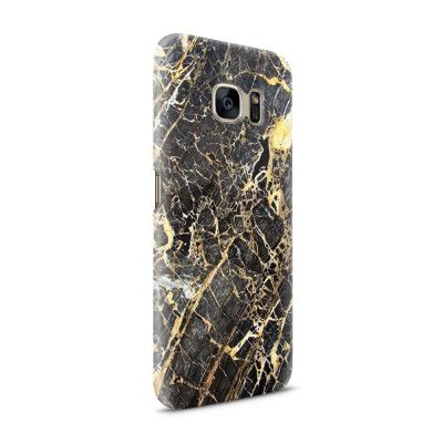 Skal till Samsung Galaxy S7 - Marble - Svart/Gul