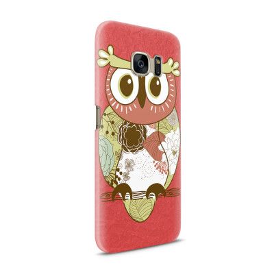 Skal till Samsung Galaxy S7 - Orientalisk uggla - Röd