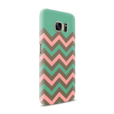 Skal till Samsung Galaxy S7 - Ränder - Grön/Rosa