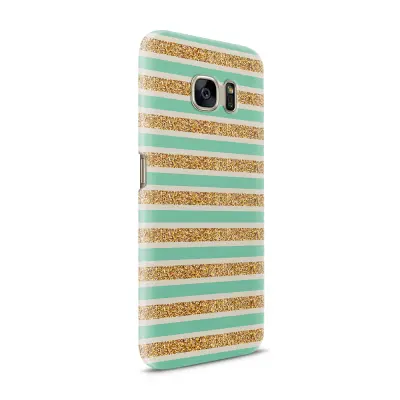 Skal till Samsung Galaxy S7 - Ränder - Guld/Grön