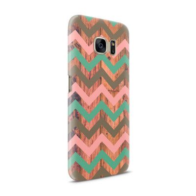 Skal till Samsung Galaxy S7 - Ränder - Rosa/Wood