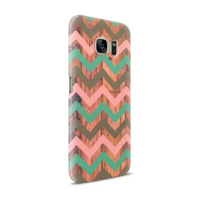 Skal till Samsung Galaxy S7 - Ränder - Rosa/Wood