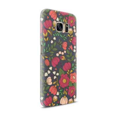 Skal till Samsung Galaxy S7 - Retro Blommor - Grå