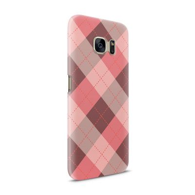 Skal till Samsung Galaxy S7 - Rutig - Rosa/Grå