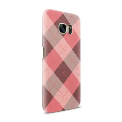 Skal till Samsung Galaxy S7 - Rutig - Rosa/Grå