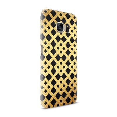 Skal till Samsung Galaxy S7 - Rutmönster - Guld/Svart