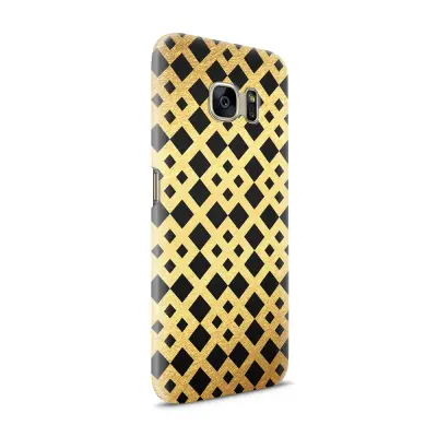 Skal till Samsung Galaxy S7 - Rutmönster - Guld/Svart
