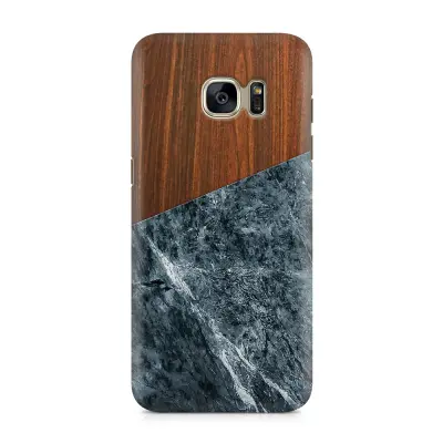 Skal till Samsung Galaxy S7 - Wooden Marble Dark B