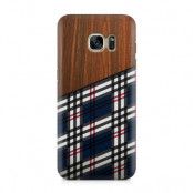 Skal till Samsung Galaxy S7 - Wooden Scottish Tartan B