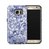 Tough mobilskal till Samsung Galaxy S7 - Blommor - Blå/Vit