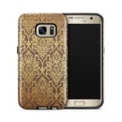 Tough mobilskal till Samsung Galaxy S7 - Canvas Damask - Guld/Brun