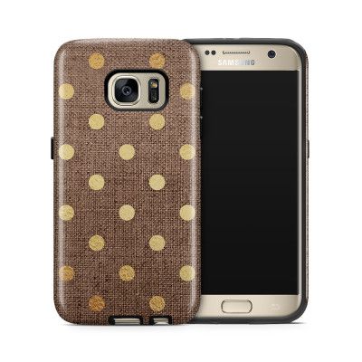 Tough mobilskal till Samsung Galaxy S7 - Canvas Polka - Guld/Brun