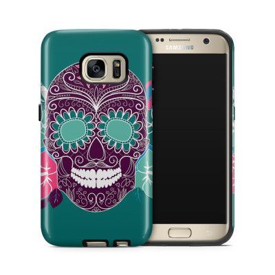 Tough mobilskal till Samsung Galaxy S7 - Glad dödskalle - Grön