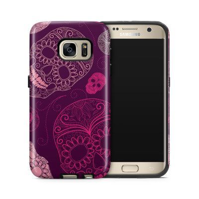 Tough mobilskal till Samsung Galaxy S7 - Glada dödskallar - Lila