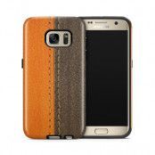 Tough mobilskal till Samsung Galaxy S7 - Läder - Orange/Brun
