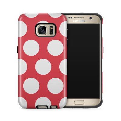 Tough mobilskal till Samsung Galaxy S7 - Polka - Magenta