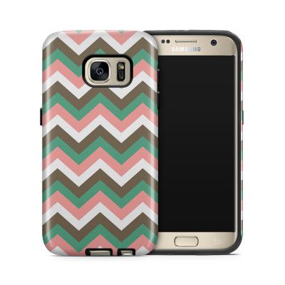 Tough mobilskal till Samsung Galaxy S7 - Ränder - Brun/Rosa