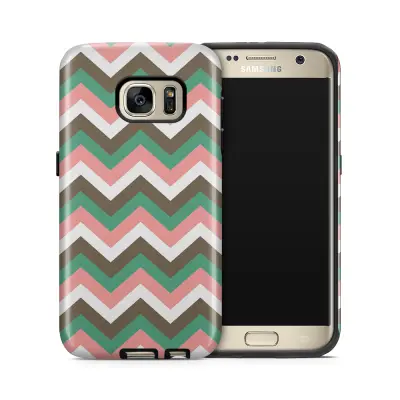 Tough mobilskal till Samsung Galaxy S7 - Ränder - Brun/Rosa