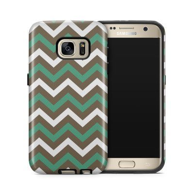 Tough mobilskal till Samsung Galaxy S7 - Ränder - Grön/Brun