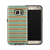 Tough mobilskal till Samsung Galaxy S7 - Ränder - Guld/Grön