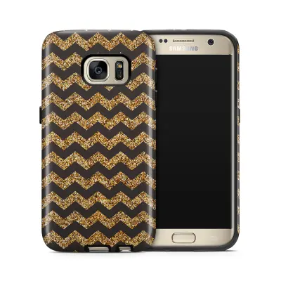 Tough mobilskal till Samsung Galaxy S7 - Ränder - Guld/Svart