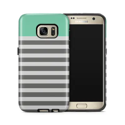 Tough mobilskal till Samsung Galaxy S7 - Ränder - Mint/Vit