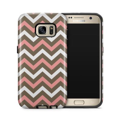 Tough mobilskal till Samsung Galaxy S7 - Ränder - Vit/Rosa