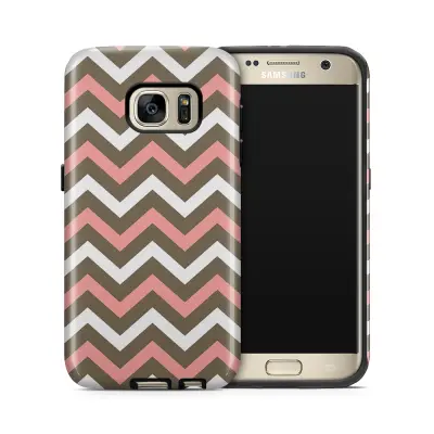 Tough mobilskal till Samsung Galaxy S7 - Ränder - Vit/Rosa