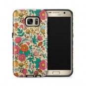 Tough mobilskal till Samsung Galaxy S7 - Retro Blommor - Beige