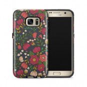 Tough mobilskal till Samsung Galaxy S7 - Retro Blommor - Grå