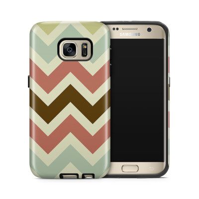 Tough mobilskal till Samsung Galaxy S7 - Retro ränder - Brun