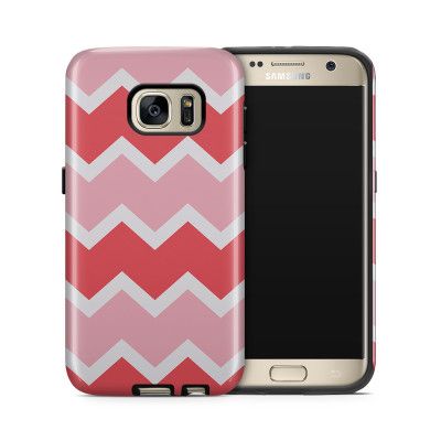 Tough mobilskal till Samsung Galaxy S7 - Retro ränder - Rosa