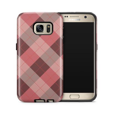 Tough mobilskal till Samsung Galaxy S7 - Rutig - Rosa/Grå