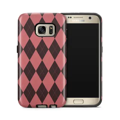 Tough mobilskal till Samsung Galaxy S7 - Rutig - Rosa/Svart