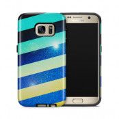 Tough mobilskal till Samsung Galaxy S7 - Striped Colorful Glitter