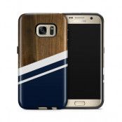 Tough mobilskal till Samsung Galaxy S7 - Wood ränder - Mörkblå