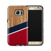 Tough mobilskal till Samsung Galaxy S7 - Wood ränder - Röd