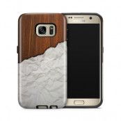 Tough mobilskal till Samsung Galaxy S7 - Wooden Crumbled Paper B