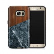 Tough mobilskal till Samsung Galaxy S7 - Wooden Marble Dark B