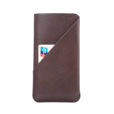 Universalt Pouchfodral Large med kortficka i konstläder - Brun