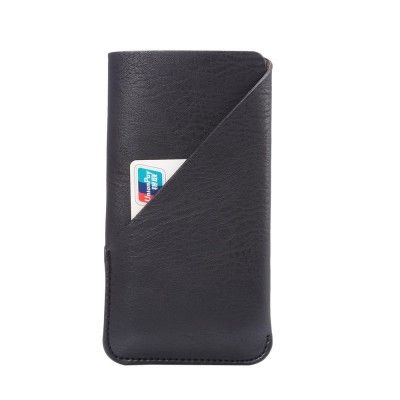 Universalt Pouchfodral Large med kortficka i konstläder - Svart