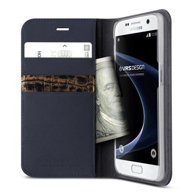 Verus Äkta läder Plånboksfodral till Samsung Galaxy S7 - Blå