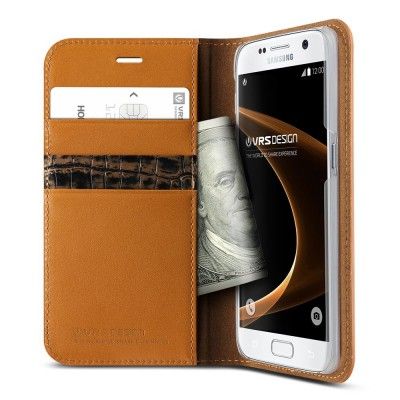 Verus Äkta läder Plånboksfodral till Samsung Galaxy S7 - Brun