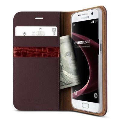 Verus Äkta läder Plånboksfodral till Samsung Galaxy S7 - Wine