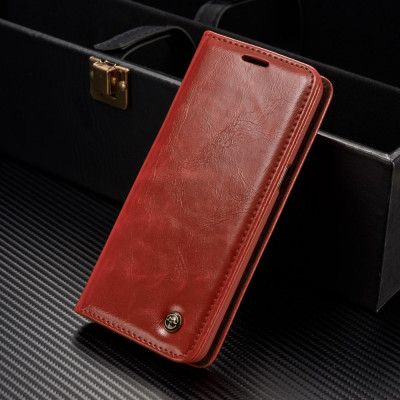 Caseme Oil Wax Plånboksfodral Samsung Galaxy S8 Plus - Röd