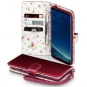 Floral Interior Plånboksfodral Samsung Galaxy S8 Plus - Röd