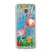 Glitter skal till Samsng Galaxy S8 Plus - Flamingo art