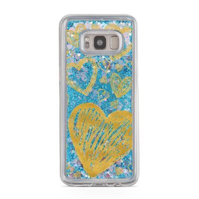 Glitter skal till Samsng Galaxy S8 Plus - Golden Hearts