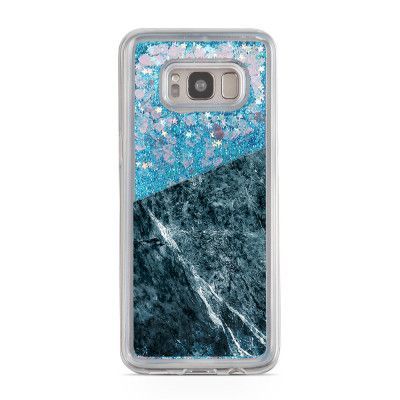 Glitter skal till Samsng Galaxy S8 Plus - Half marble dark grey
