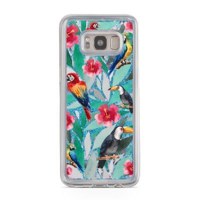 Glitter skal till Samsng Galaxy S8 Plus - Parrot jungle
